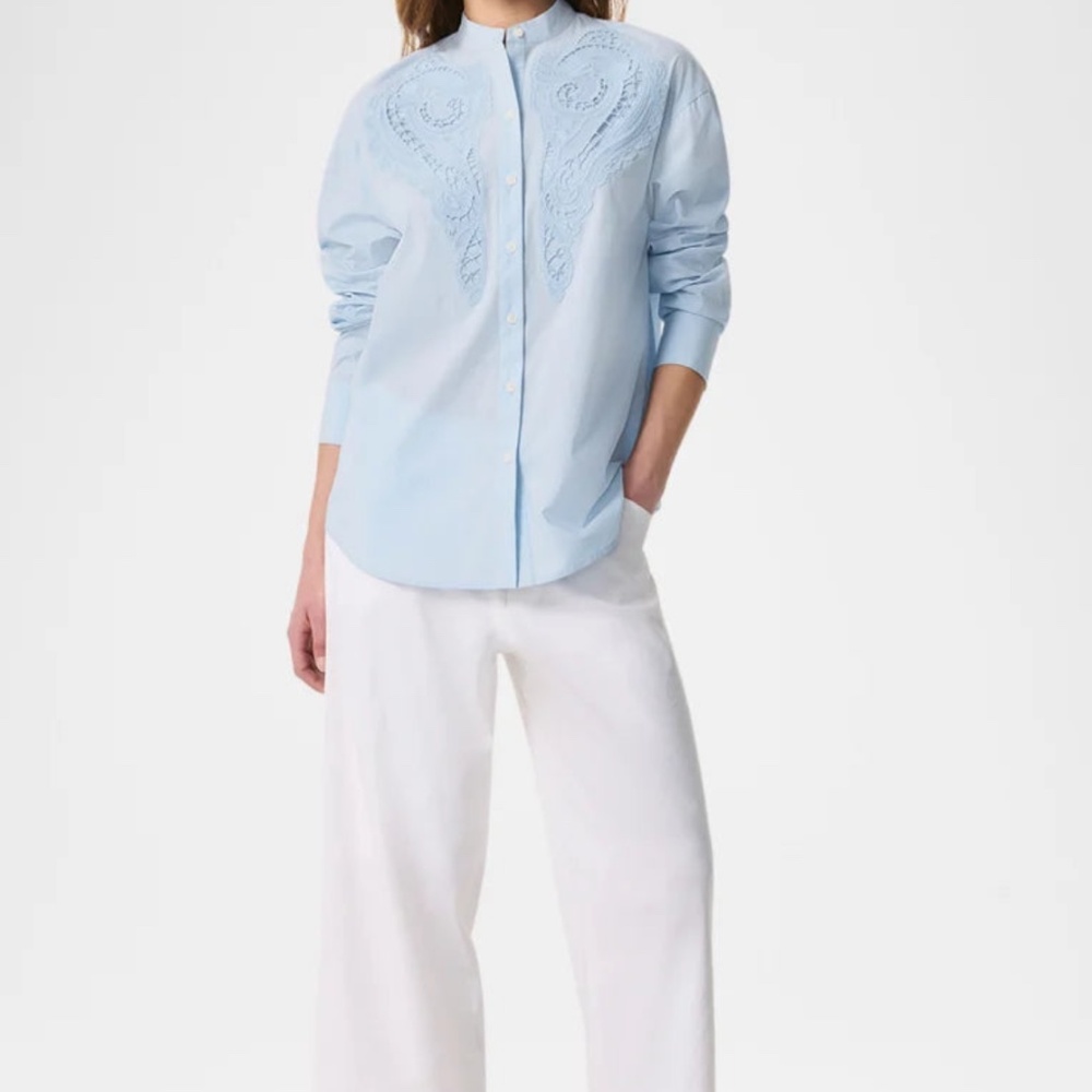 RAG & BONE AINSLEY LACE SHIRT LIGHT BLUE - Picture 3 of 7